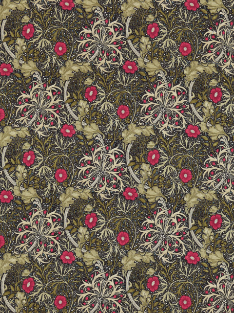 Morris & Co. Seaweed Made to Measure Curtains or Roman Blind, Ebony/Poppy - image 1