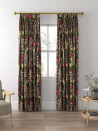 Morris & Co. Seaweed Made to Measure Curtains or Roman Blind, Ebony/Poppy - thumbnail 5