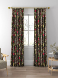 Morris & Co. Seaweed Made to Measure Curtains or Roman Blind, Ebony/Poppy - thumbnail 3