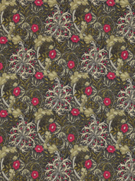 Morris & Co. Seaweed Made to Measure Curtains or Roman Blind, Ebony/Poppy