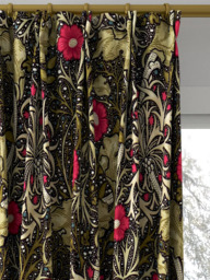 Morris & Co. Seaweed Made to Measure Curtains or Roman Blind, Ebony/Poppy - thumbnail 4