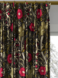 Morris & Co. Seaweed Made to Measure Curtains or Roman Blind, Ebony/Poppy - thumbnail 6