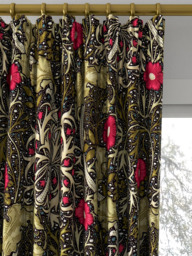 Morris & Co. Seaweed Made to Measure Curtains or Roman Blind, Ebony/Poppy - thumbnail 2