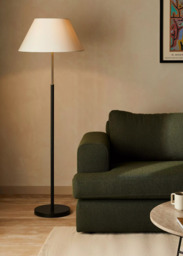 John Lewis Tapered Shade Floor Lamp, Black/Brass - thumbnail 2