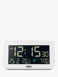 Braun BC10 Temperature & Date Digital Alarm Clock, White - thumbnail 1