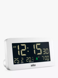 Braun BC10 Temperature & Date Digital Alarm Clock, White - thumbnail 3
