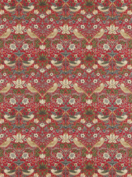 Morris & Co. Strawberry Thief Made to Measure Curtains or Roman Blind, Crimson/Slate