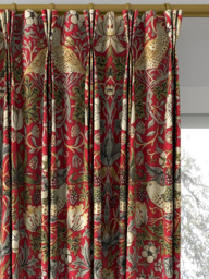 Morris & Co. Strawberry Thief Made to Measure Curtains or Roman Blind, Crimson/Slate - thumbnail 6