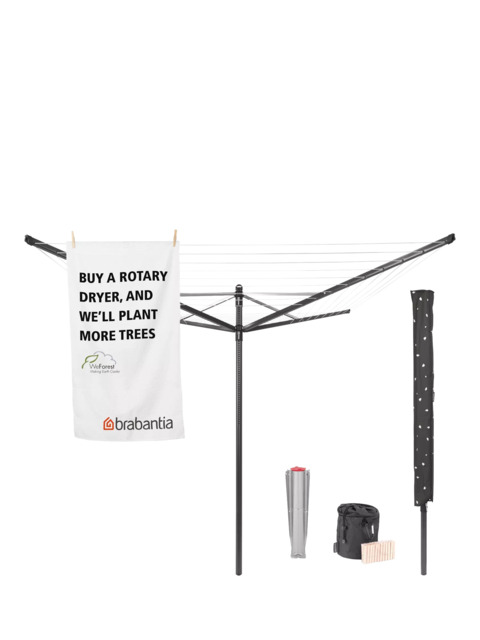 Brabantia Lift-O-Matic Rotary Clothes Outdoor Airer Washing Line with Ground Spike, Cover, Peg Bag and Pegs, 50m - image 1