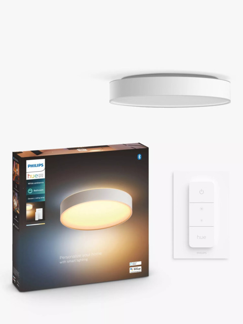 Philips Hue White Ambiance Devere Smart LED Opaque Flush Ceiling Light, White