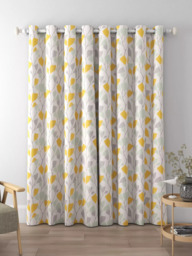 John Lewis Ines Print Pair Lined Eyelet Curtains, Citrine - thumbnail 5