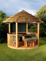 Breeze House Savannah Signature Cape Reed Thatch Roof Circular Gazebo, FSC-Certified (Scandinavian Redwood) - thumbnail 2