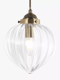 Laura Ashley Whitham Fluted Glass Ceiling Pendant Light, Antique Brass - thumbnail 3