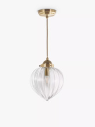 Laura Ashley Whitham Fluted Glass Ceiling Pendant Light, Antique Brass - thumbnail 2