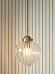 Laura Ashley Whitham Fluted Glass Ceiling Pendant Light, Antique Brass - thumbnail 4