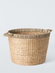 John Lewis Seagrass Rim Bulrush Round Storage Basket, Natural - thumbnail 1