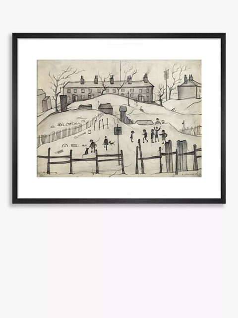 John Lewis LS Lowry 'Houses In Broughton' Framed Print & Mount, 42 x 52cm, Grey