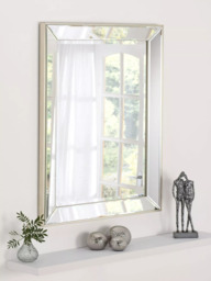 Yearn Contemporary Bevelled Glass Rectangular Wall Mirror, Champagne