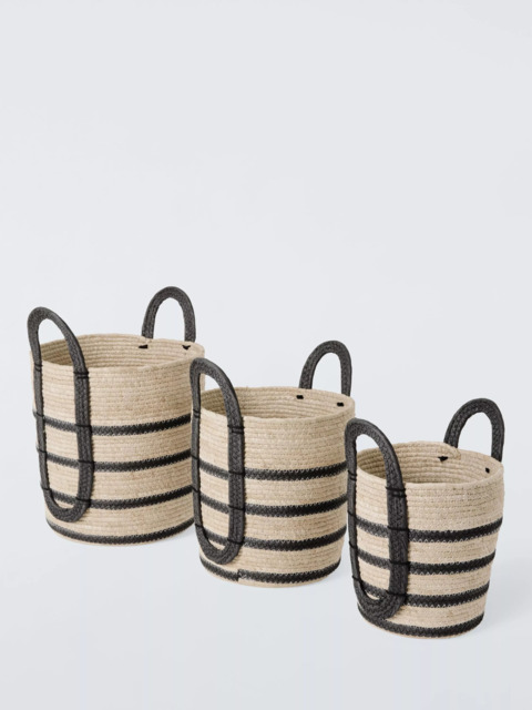 John Lewis Maize Storage Basket, Set of 3, Natural/Black - image 1
