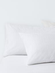 John Lewis Salcombe Pure Cotton Embroidered Percale Duvet Cover Set, White - thumbnail 3
