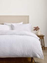 John Lewis Salcombe Pure Cotton Embroidered Percale Duvet Cover Set, White - thumbnail 2