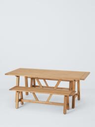 John Lewis Farmhouse Teak Wood Rectangular Garden Dining Table, 210cm, Natural - thumbnail 5