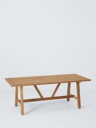 John Lewis Farmhouse Teak Wood Rectangular Garden Dining Table, 210cm, Natural - thumbnail 1