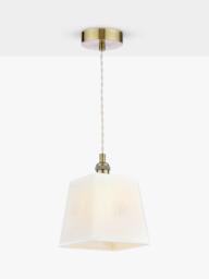 Laura Ashley Square Porcelain Pendant Ceiling Light, Set of 2, Cream