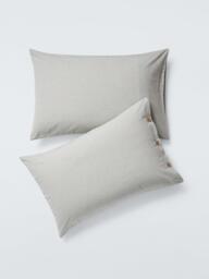 John Lewis Harlton Pure Cotton Weave, Standard Pillowcase, Set of 2, Grey