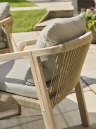 KETTLER Cora Rope 4-Seater Round Garden Dining Table & Chairs Set, FSC-Certified (Acacia Wood), Natural - thumbnail 3