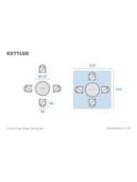 KETTLER Cora Rope 4-Seater Round Garden Dining Table & Chairs Set, FSC-Certified (Acacia Wood), Natural - thumbnail 6