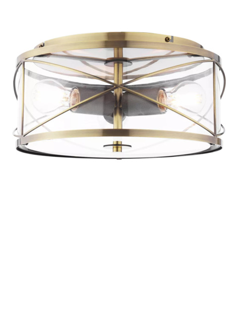 Laura Ashley Beckworth 3 Light Flush Ceiling Light, Metallic Brass - image 1
