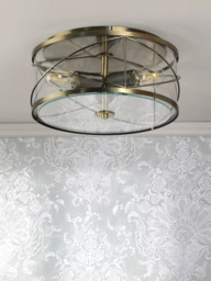 Laura Ashley Beckworth 3 Light Flush Ceiling Light, Metallic Brass - thumbnail 3