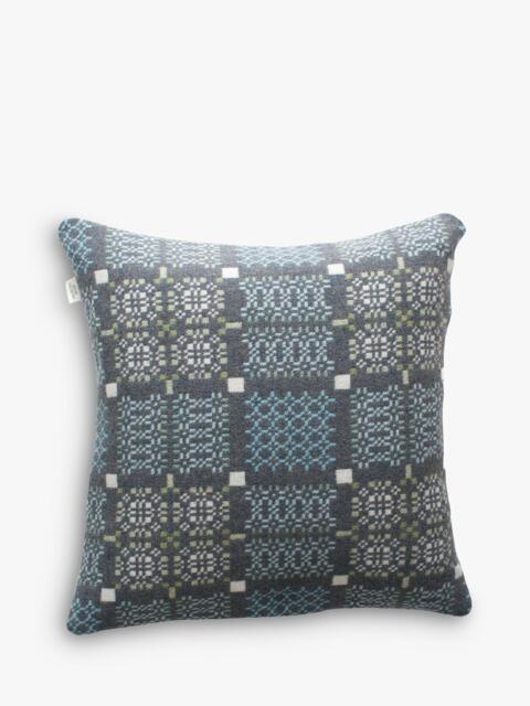 Melin Tregwynt Knot Garden Lambswool Cushion, Bluestone - image 1