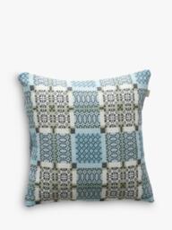 Melin Tregwynt Knot Garden Lambswool Cushion, Bluestone - thumbnail 2