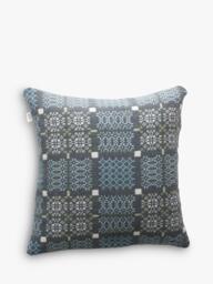 Melin Tregwynt Knot Garden Lambswool Cushion, Bluestone - thumbnail 1