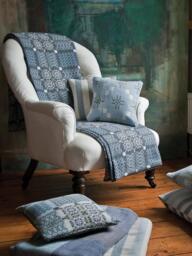 Melin Tregwynt Knot Garden Lambswool Cushion, Bluestone - thumbnail 3