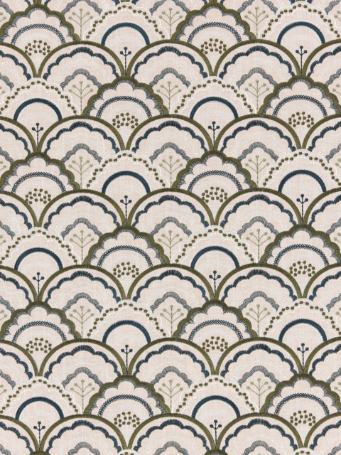 John Lewis Astra Embroidery Made to Measure Curtains or Roman Blind, Dark Olive - image 1