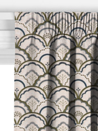 John Lewis Astra Embroidery Made to Measure Curtains or Roman Blind, Dark Olive - thumbnail 3
