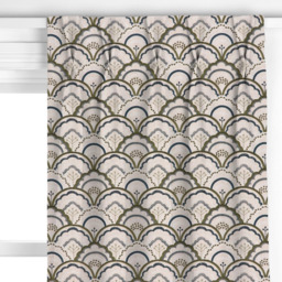 John Lewis Astra Embroidery Made to Measure Curtains or Roman Blind, Dark Olive - thumbnail 4