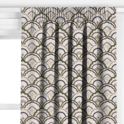 John Lewis Astra Embroidery Made to Measure Curtains or Roman Blind, Dark Olive - thumbnail 2