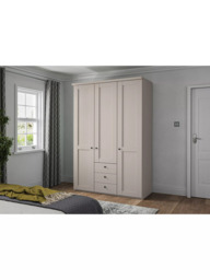 John Lewis Marlow 150cm Hinged Wardrobe with Centre 3 Drawers, Champagne - thumbnail 2