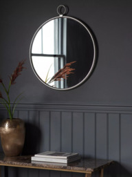 Bayswater Round Metal Frame Wall Mirror, 61cm, Silver - thumbnail 2