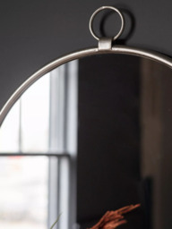 Bayswater Round Metal Frame Wall Mirror, 61cm, Silver - thumbnail 3