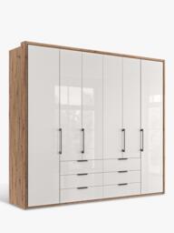 John Lewis Osaka 2.5m Bi-Fold Wardrobe with 6 Glass Doors & 6 Glass Drawers