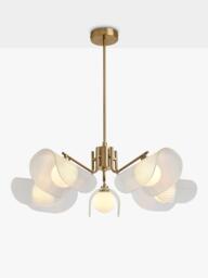 MADE Fadi 5 Arm Chandelier Pendant Ceiling Light, Brass