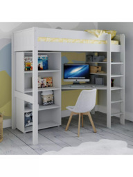 Stompa Classic High Sleeper Frame with Integrated Desk, Shelving and Bookcase, Single - thumbnail 2