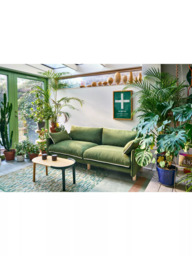 Cozmo Cozy 3 Seater Sofa, Dark Green Velvet Natural Piping - thumbnail 2