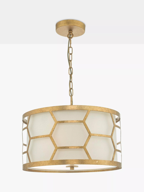 Där Metal Hexagon Small Pendant Ceiling Light, Gold/Ivory - image 1