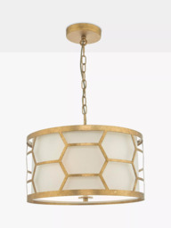 Där Metal Hexagon Small Pendant Ceiling Light, Gold/Ivory - thumbnail 1